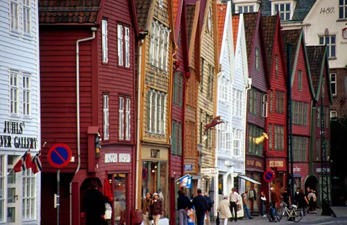 Colorful harbor houses in Bergen