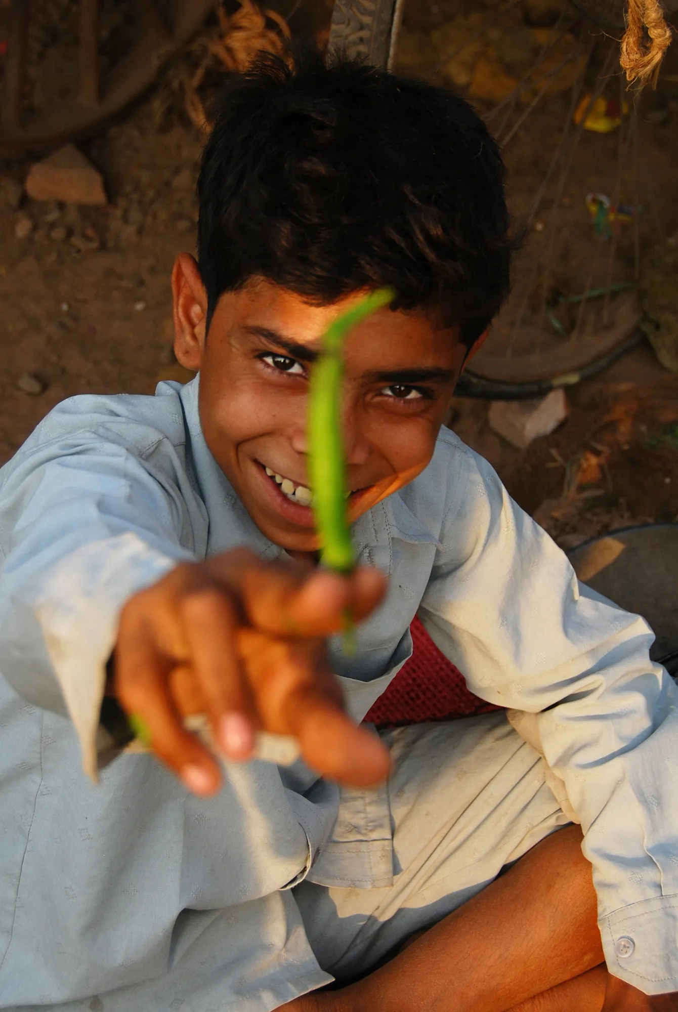 Boy with chilli