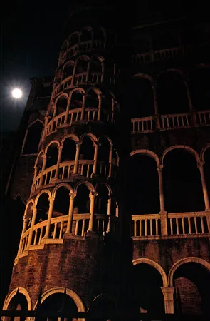 Spiral stairs at night