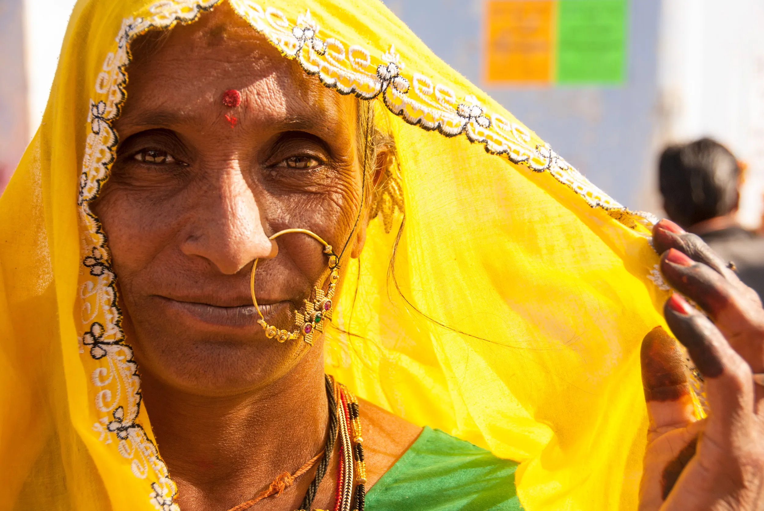 Woman with yellow sari